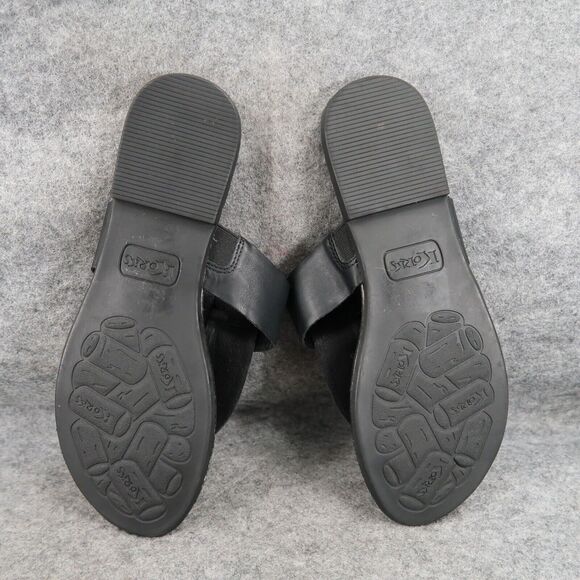 Korks Shoes Womens 9 Sandals Casual T Strap Thong Flats Slip On Black Comfort - Picture 10 of 13